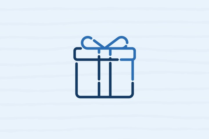 Simple line drawing of a gift box with a ribbon bow on top.